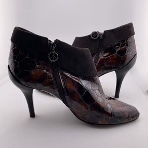 Donald‎ J Pliner Women's Rula Tortoise Patent Leather Heels Ankle Boots Size 10